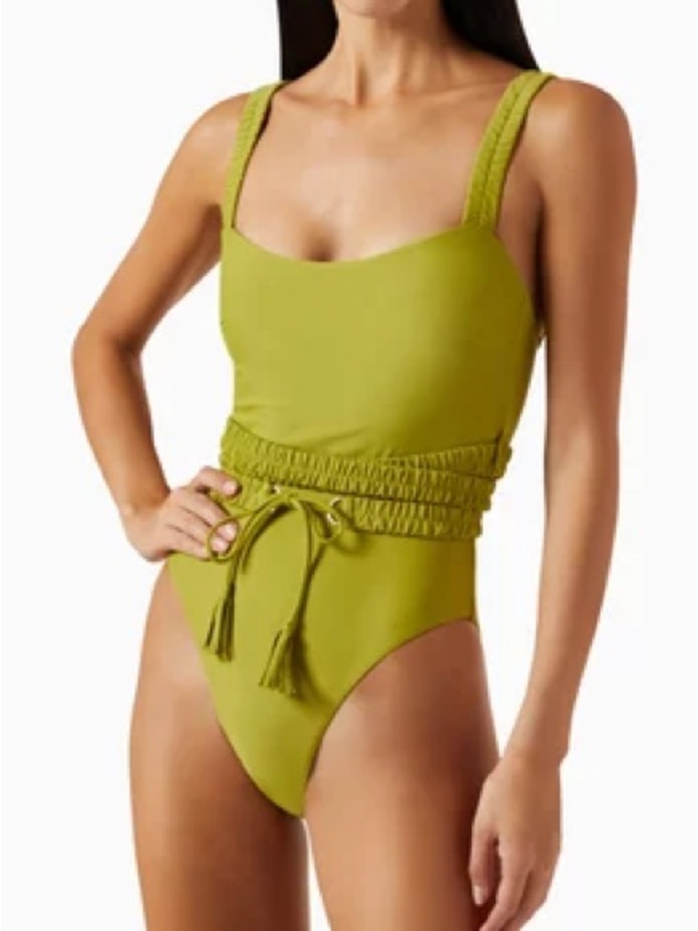 Andrea Iyamah Chartreuse Antii Belted One Piece Swimsuit in the Wasabi M